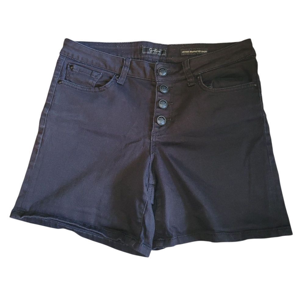 Women's Black Button-Up Shorts